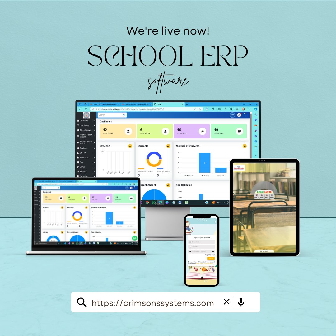 School ERP Software Crimsons Systems
Our School ERP Software which demonstrate all activity which one school app should needed like attendance,  time table , result details , fees management and many interesting features .
#crimsonssystems #schoolERP #softwaredevelopmentservices