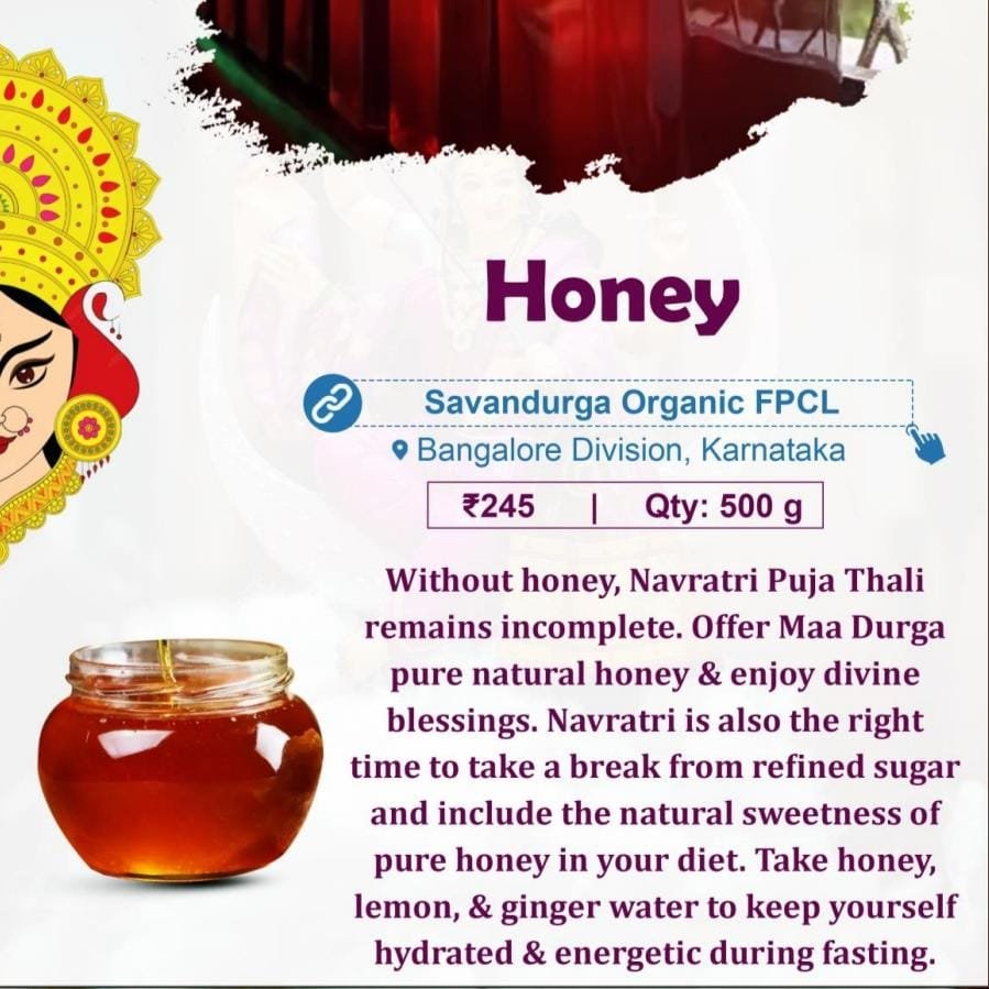Honey is a prime requirement of Navratri Puja. Offer pure honey to Ma Durga & earn her blessings.

Buy from FPO farmers at👇

mystore.in/en/product/nat…

🍯🪷

@AgriGoI @ONDC_Official @ShriVishwanath @ShriRamTeerth @SSSTShirdi #Nbb #VocalForLocal #healthyeating #healthyhabits #tasty