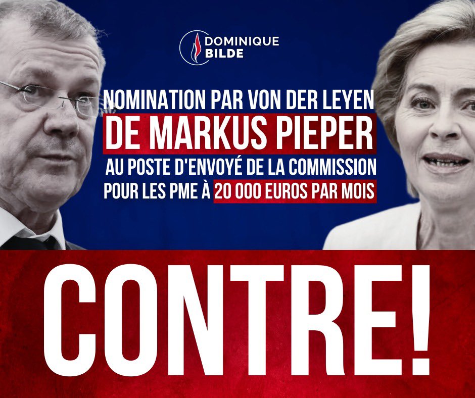 Ursula von der Leyen choisit Markus Pieper pour un poste de conseiller à 20 000 euros par mois.
-Nos impôts et ces corrompus, ça suffit!
#GouvernementDeTromperie