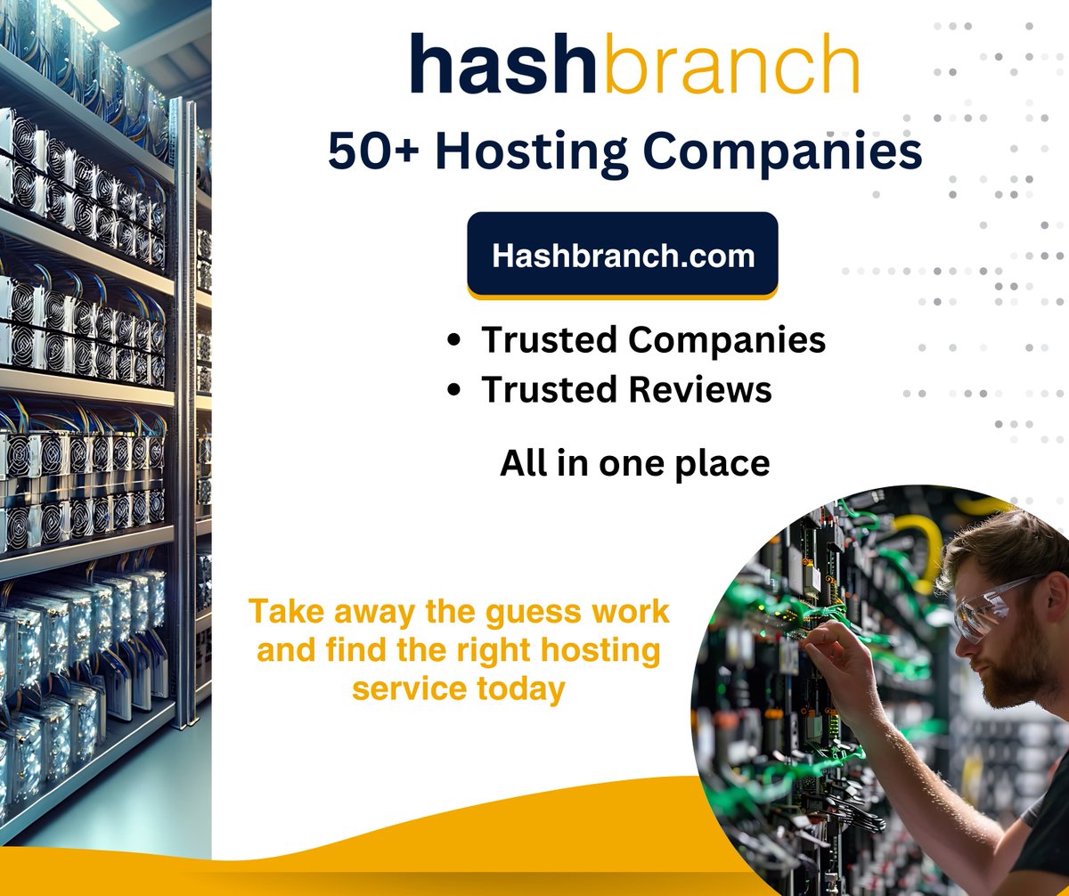 hashbranch's tweet image. Looking for reliable hosting for your mining hardware? 🛠️ Look no further! #Hashbranch offers a curated list of 50+ trusted hosting companies. With our verified partners and genuine reviews, you&apos;ll find the perfect match.

Start mining without the uncertainty. 🌐…