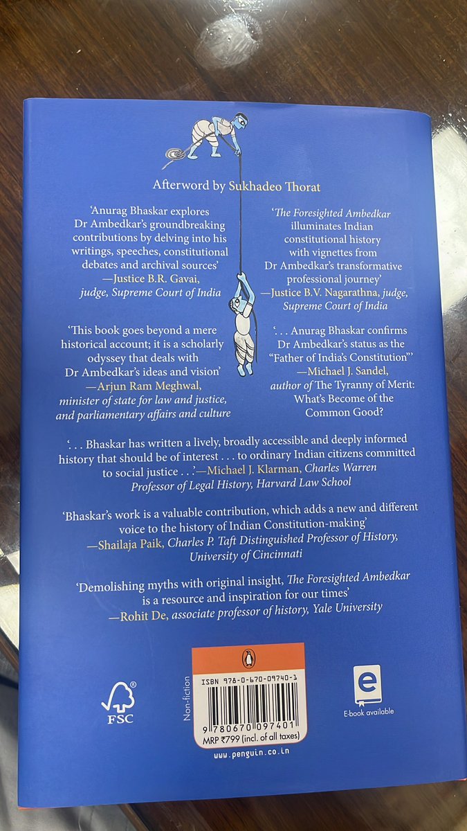 SocLegLit's tweet photo. “Recently on Constitution Day, the Supreme Court installed a statue of Dr Ambedkar... @anurag_bhaskar_’s contribution to the ideation and installation of the statue cannot be adequately underscored.”- CJI Chandrachud wrote in Foreword of the book “The Foresighted Ambedkar” https://t.co/kAwnicZ44J