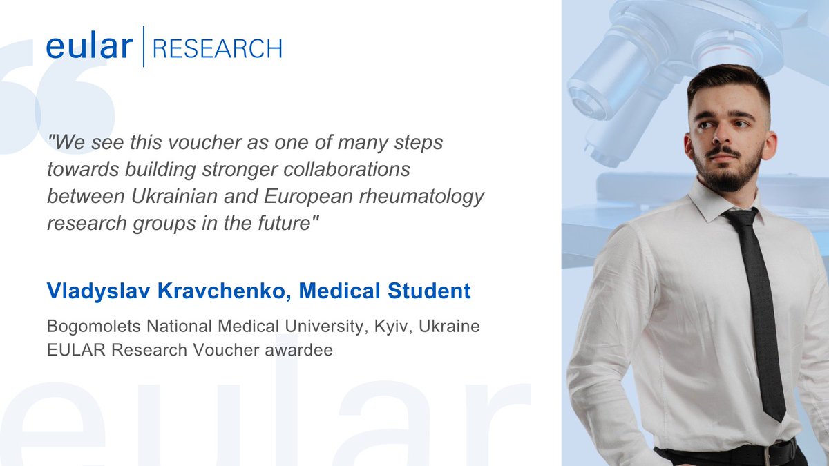 🌟 Meet Vladyslav Kravchenko, a EULAR Research Voucher awardee! Apply now for the EULAR Research Voucher! 👉 pulse.ly/xsfbpjkacq 📢Registration deadline 30 June #eularRESEARCH #eularResearchCentre #ResearchFunding