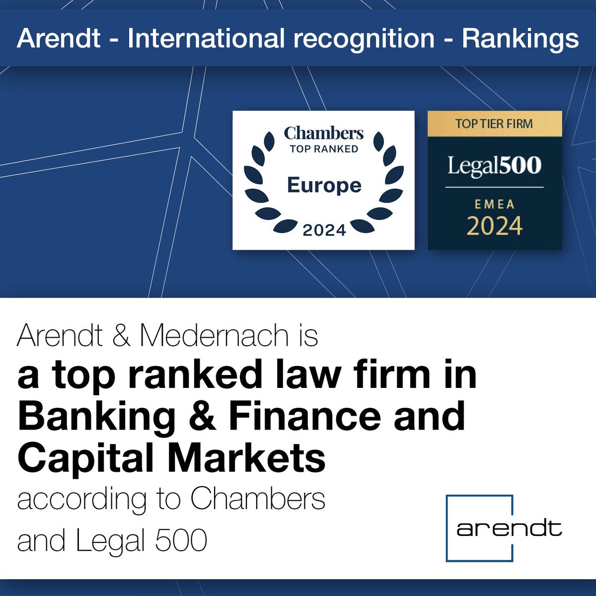 🏆Excited and grateful to be recognised as one of the top law firms in the Chambers and Partners and Legal 500 2024 rankings in Banking, Finance and Capital Markets. 🤝Thank you to our amazing team led by Philippe Dupont, Glenn Meyer, Grégory Minne, Paul Mousel, Laurent…