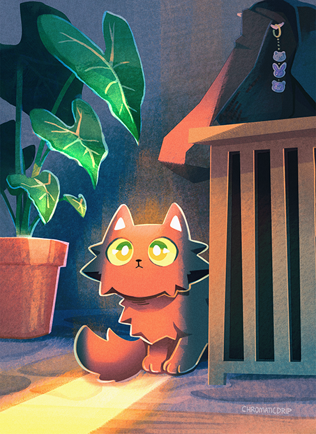 chromaticdrip's tweet photo. another part of my 'i wanna draw backgrounds but with a cat focal point in them' series https://t.co/bzzNqIbna8