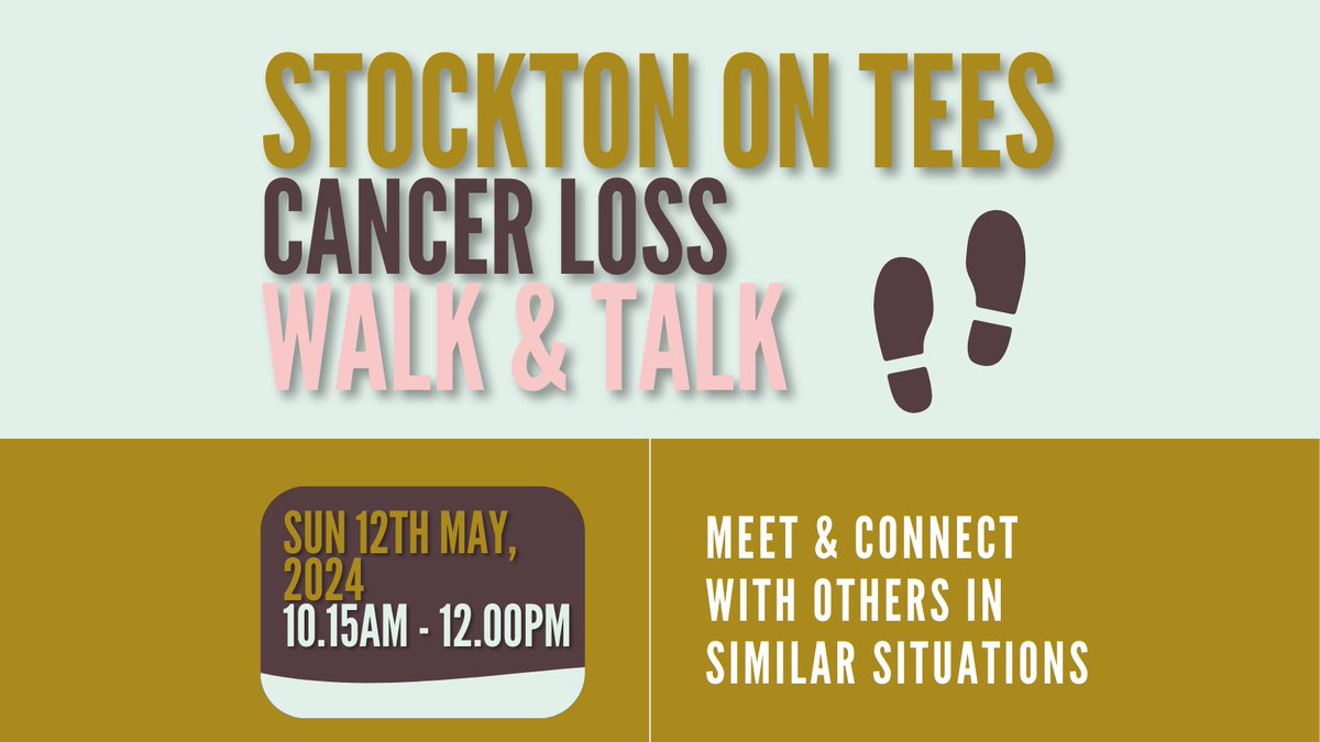 Have you lost a loved one to cancer? Join us for an informal walk & talk on Sunday 12th May, 2024. Find connection and community with others who have experienced similar things. tinyurl.com/b56xfadj #cancerloss #stocktonontees #CountyDurham #teesbarrage #griefsupport #loss