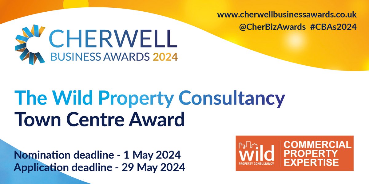 Do you know a business, enterprise or initiative that is contributing positively to the vitality of one of our town or urban centres in the Cherwell District? Nominate or apply for the Wild Property Consultancy Town Centre Award #CBAs2024 ⬇️ tinyurl.com/4mj9ns4f