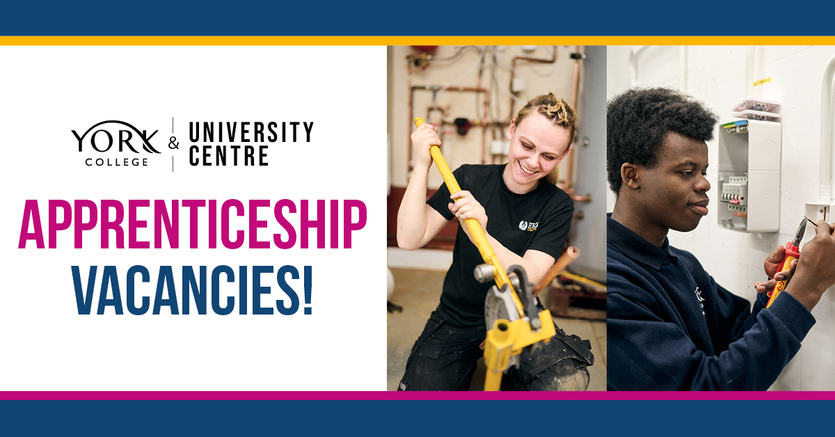 BRAND NEW apprenticeship vacancies, being advertised now! 😁 There could be something available that is just what you're looking for... Click below to view our current vacancies ⬇️ yorkcollege.ac.uk/apprenticeship…