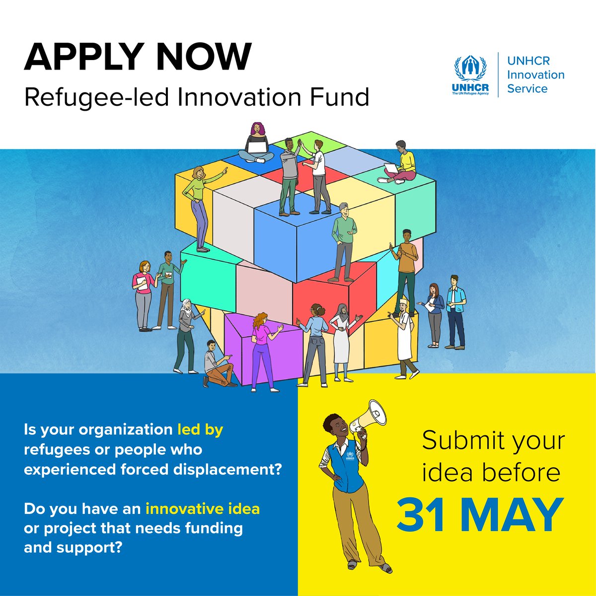 Calling all refugee-led organizations! We want to hear your forward-thinking ideas to bring lasting positive change. ✨ Apply now to UNHCR’s Refugee-led Innovation Fund: bit.ly/3QkHRey