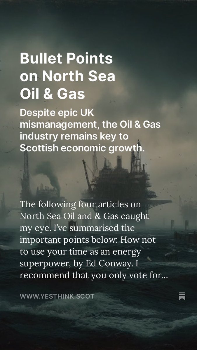 ‘My party is mired in stupidity. If we become independent we must reconstruct the Scottish economy and crucial to this is cost of energy. But they don’t want anything to do with the North Sea’ Read the North Sea summary in the link 🔗 posted in next tweet.