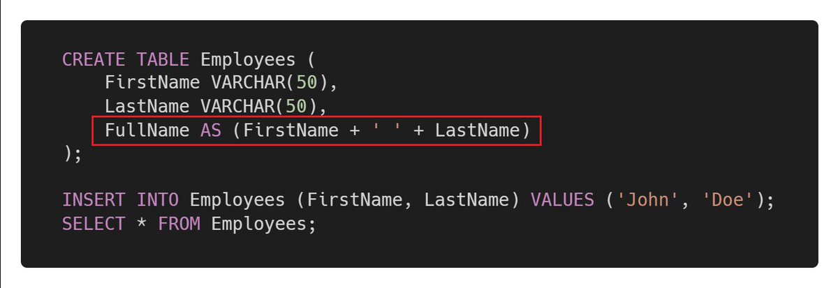 SQL Server computed column example ⬇ #sql #sqlserver