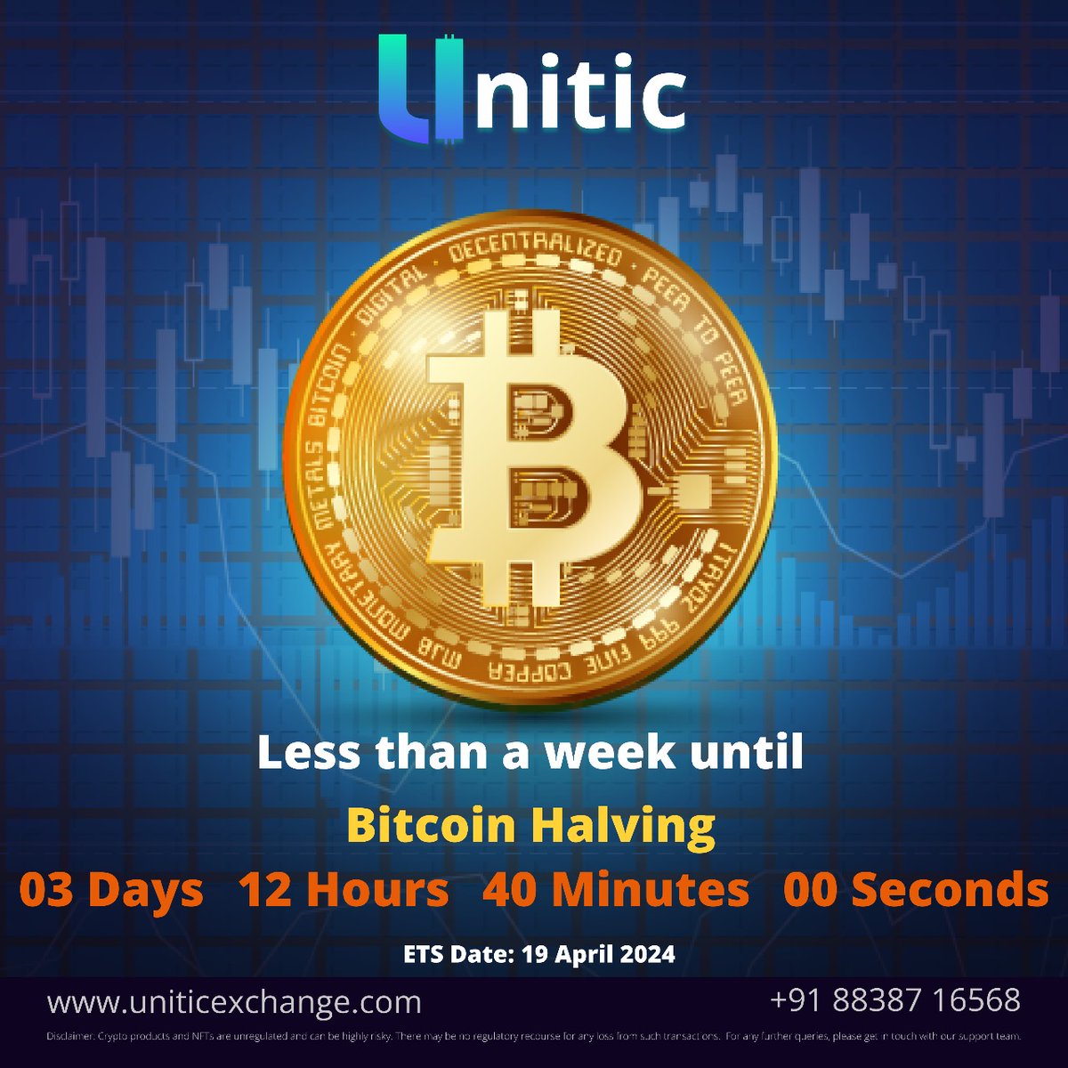 unitic__'s tweet photo. Less than a week until Bitcoin Halving
Only 03 Days 12 Hours 40 Mins
ETS Date : 19 Apr 2024.
Book Now.....
#crypto #cryptocurrency #cryptonews #cryptotrading #uniticexchange #bitcoin #fiat #goldenretriever #goldcoast
Call @ +91 8015956193
Visit @ https://t.co/ZIoPK372ap https://t.co/aKEj4Bpgbz