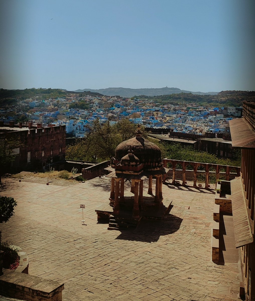 Jodhpur as viewed from Mehrangarh Fort.
Jodhpur is called the 'Blue City' because of these blue houses which are visible in the image.
Only a small part of the city has blue houses and is called the 'Brahmpuri'.
This is the oldest part of Jodhpur. 
#history #India