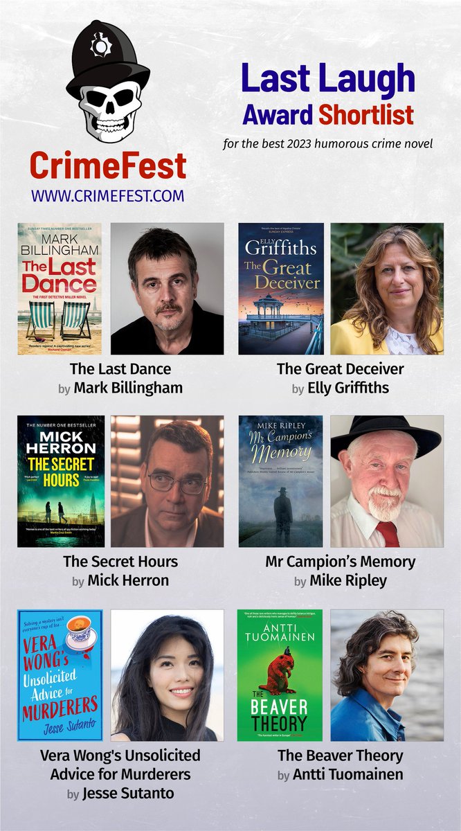 BREAKING NEWS: @CrimeFest announced its awards shortlists this morning, with some magnificent books and authors in the running. Here's the Debut and Last Laugh categories. I've read/enjoyed several; LL particularly stacked shortlist. Congrats & good luck to all #GreatReads