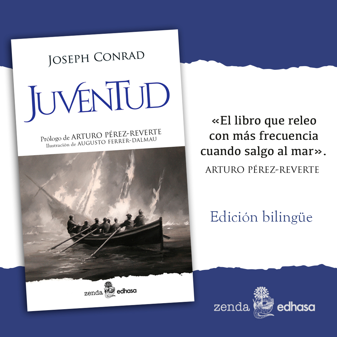 ¡Ya disponible 'Juventud'! Edición especial por el centenario de @JosephConradUK ✍️ con traducción de Amado Diéguez y el texto original en inglés, excepcional prólogo de @perezreverte y maravillosa ilustración de @DalmauFerrer. Empieza a leerla aquí 👉 edhasa.es/libros/1419/ju…