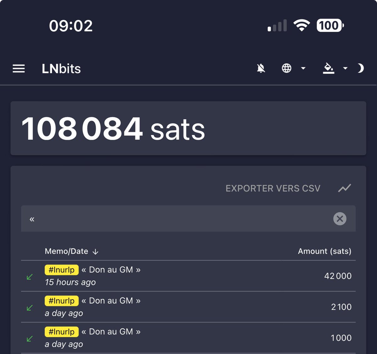 ⚡️Solde du GM et Contributions⚡️ - @swisscryptocat : 42000⚡️ 'good meow to the best orangepiller ' - @Kin0_06 : 2100⚡️ - @lvl_max : 1000⚡️ Un grand merci pour ces satoshis au GM ⚡️🙌 Un énorme Meowrci a GigaGoat Swisscryptocat pour ces larmes de yung bulas 🤗⚡️🧡