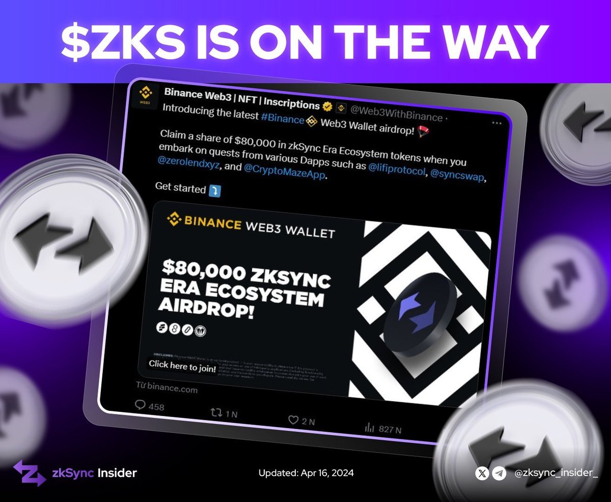 $ZKS is on the way, what are you looking forward to? 👀

@zksync is the Endgame 💪

Potential Dapps @HoldstationW @koi_finance @syncswap

Follow us! 😎
#zkSync #Insider $ZKS
