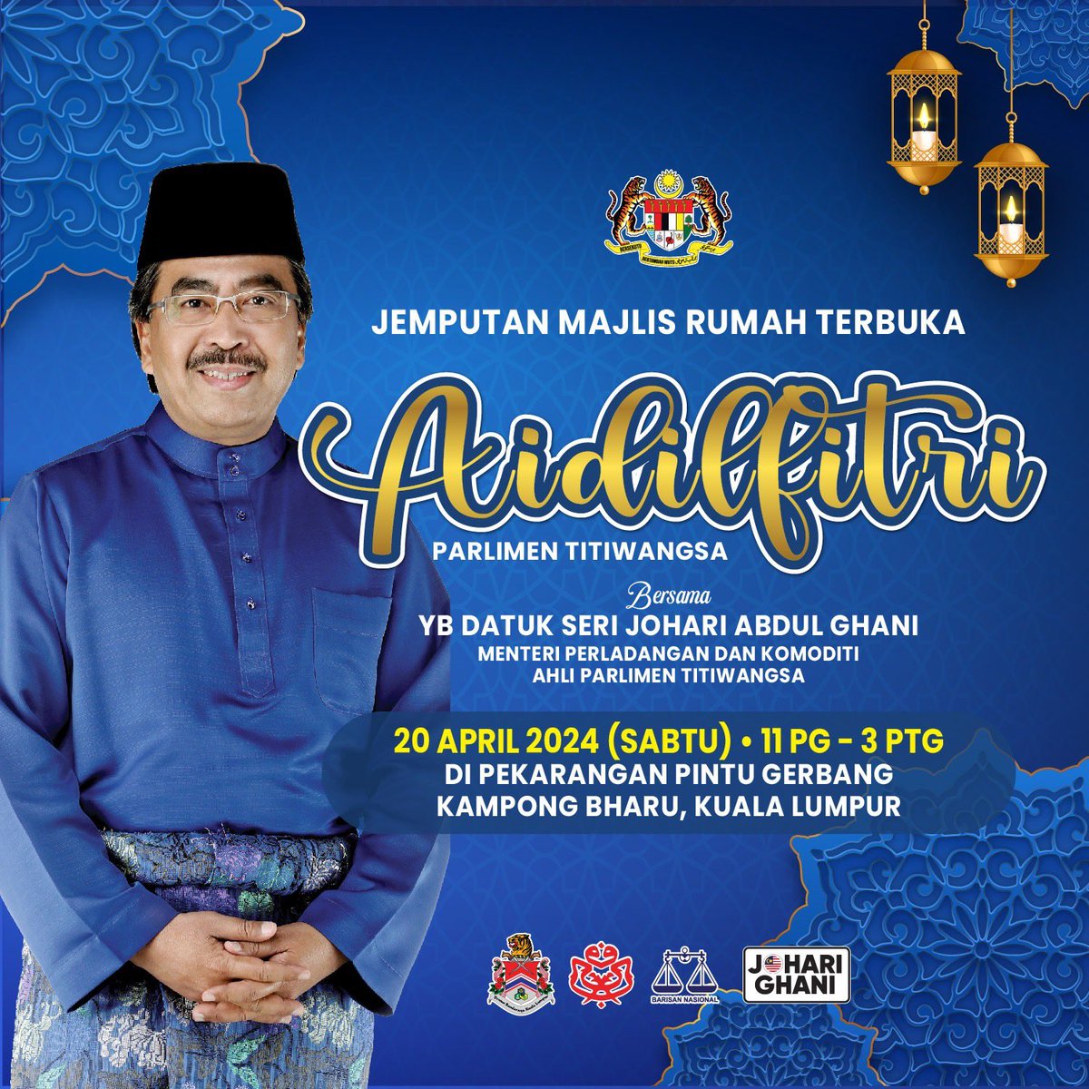 Semua dijemput hadir ke Majlis Rumah Terbuka Aidilfitri Parlimen Titiwangsa. Pada 20 April 2024, Sabtu ini, jam 11.00 pagi hingga 3.00 petang. Bertempat di Pekarangan Pintu Gerbang, Kg. Bharu, Kuala Lumpur. Kita jumpa di sana ya. #JAG #TITIWANGSA