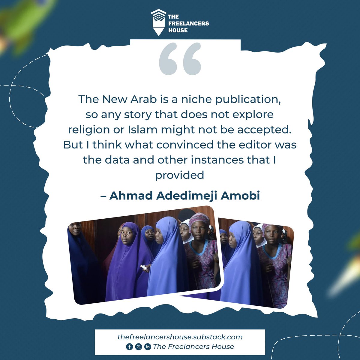 Want to be published by <a href="/The_NewArab/">The New Arab</a> ? 

Then read <a href="/ahmad_adedimeji/">Ahmad Adedimeji Amobi</a> successful pitch to The New Arab and insider tips on what the editors at <a href="/The_NewArab/">The New Arab</a> want to see in your pitch and story.

thefreelancershouse.substack.com/p/the-new-arab…