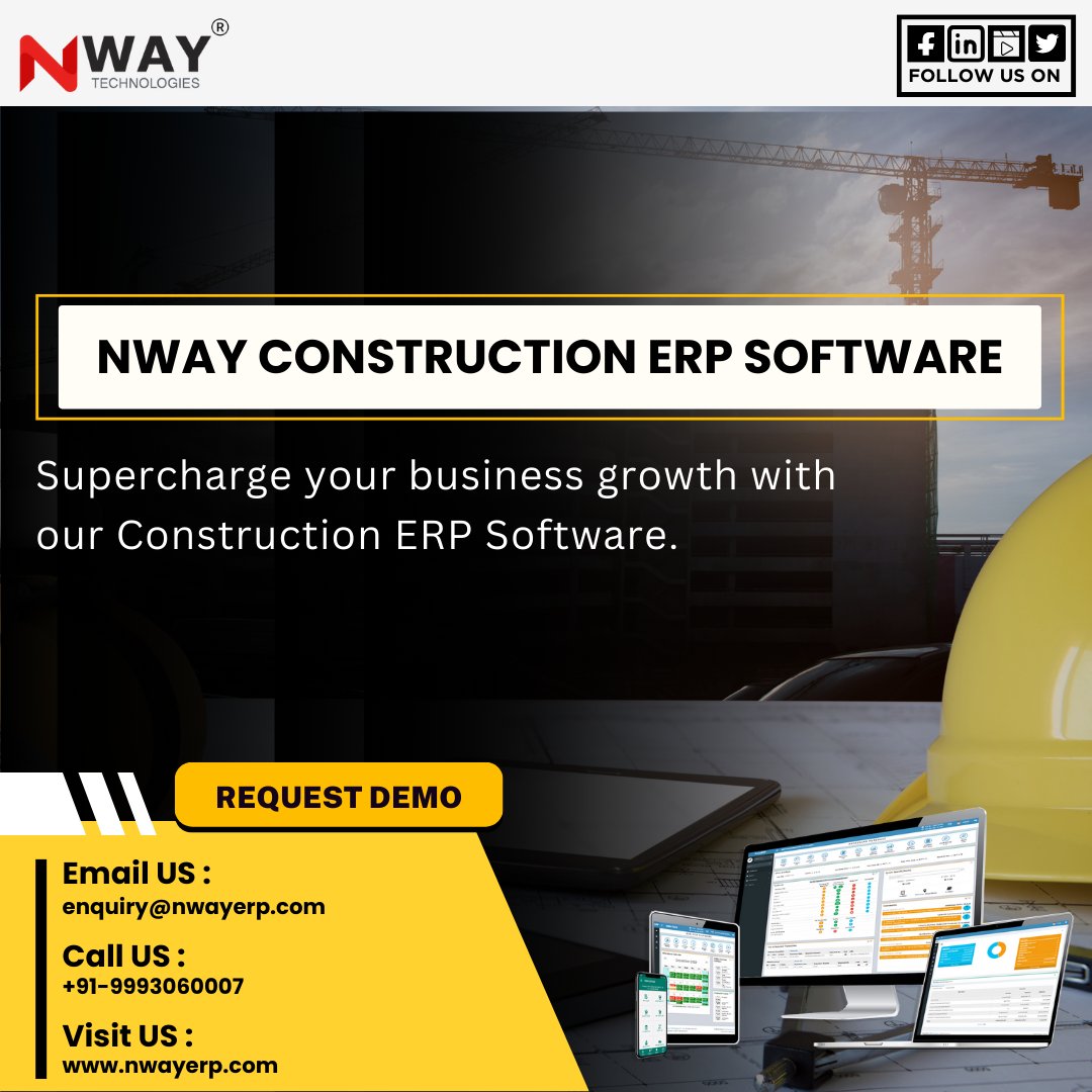 𝗡𝗪𝗔𝗬 𝗖𝗼𝗻𝘀𝘁𝗿𝘂𝗰𝘁𝗶𝗼𝗻 𝗘𝗥𝗣 𝗦𝗼𝗳𝘁𝘄𝗮𝗿𝗲

Supercharge your business growth with our Construction ERP Software.

#NWAYConstructionERP #BuildingTheFuture #ConstructionManagement #ProjectEfficiency #ResourceOptimization #ERPForConstruction #InnovativeBuilding