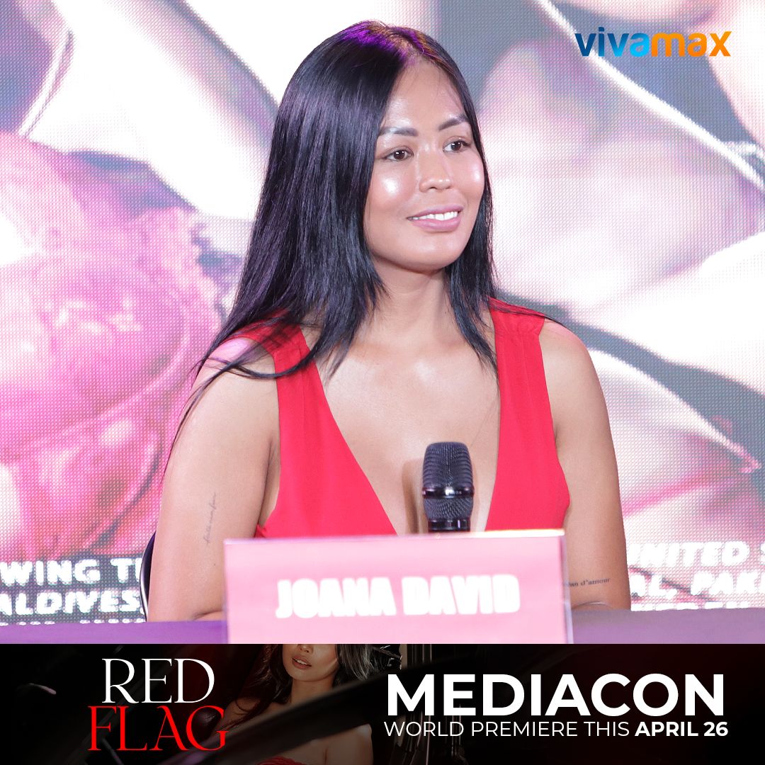 LOOK: Joana David at the Media Conference of the newest Vivamax original film, 'RED FLAG'. Abangan ang 'RED FLAG', World Premiere this APRIL 26 Only On Vivamax! #RedFlagMediaCon Pinakamasarap na #RedFlag!👉 vivamax.page.link/RedFlag Watch it first 👉vivamax.page.link/RedFlagEarlyAc…