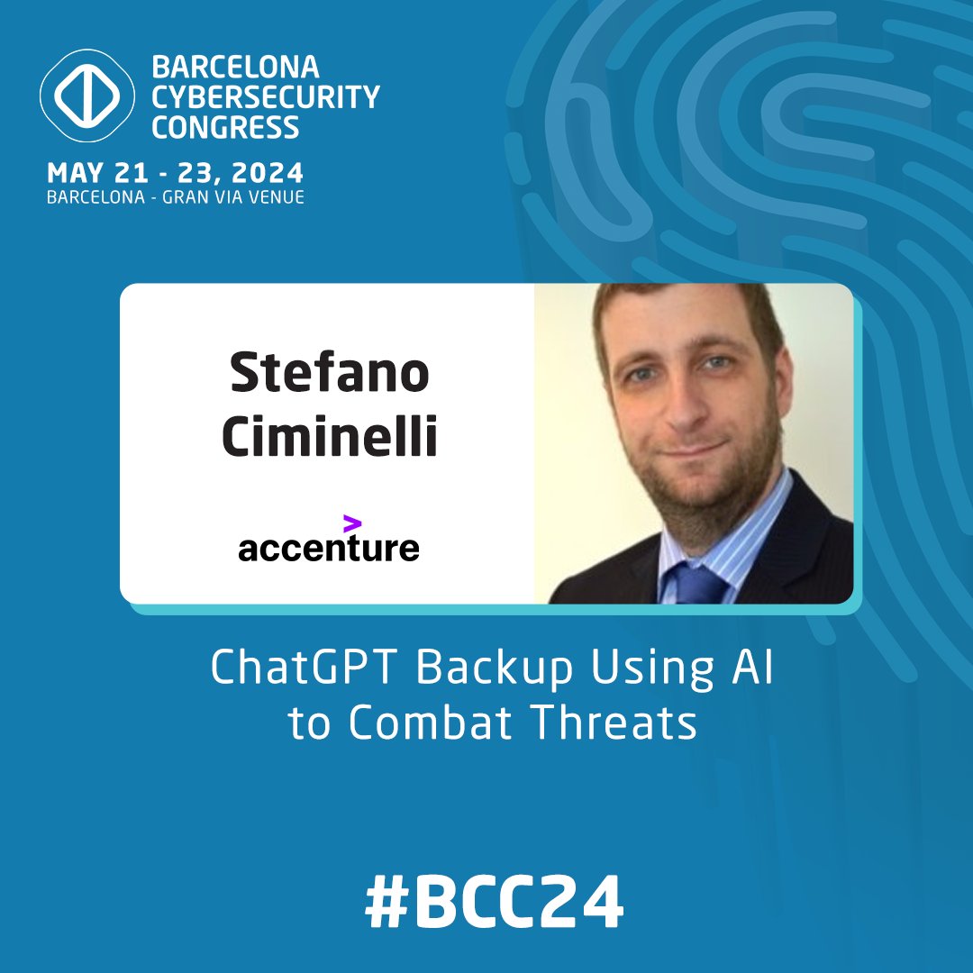 🗣️ Stefano Ciminelli from @Accenture will guide you through how #AI-powered tools like #ChatGPT Backup are pivotal in detecting and neutralizing cyber threats. 🔒🤖 Engage in this crucial discussion on AI's role in fortifying against cyber risks! 🔗 loom.ly/0-hKoH8 #BCC24