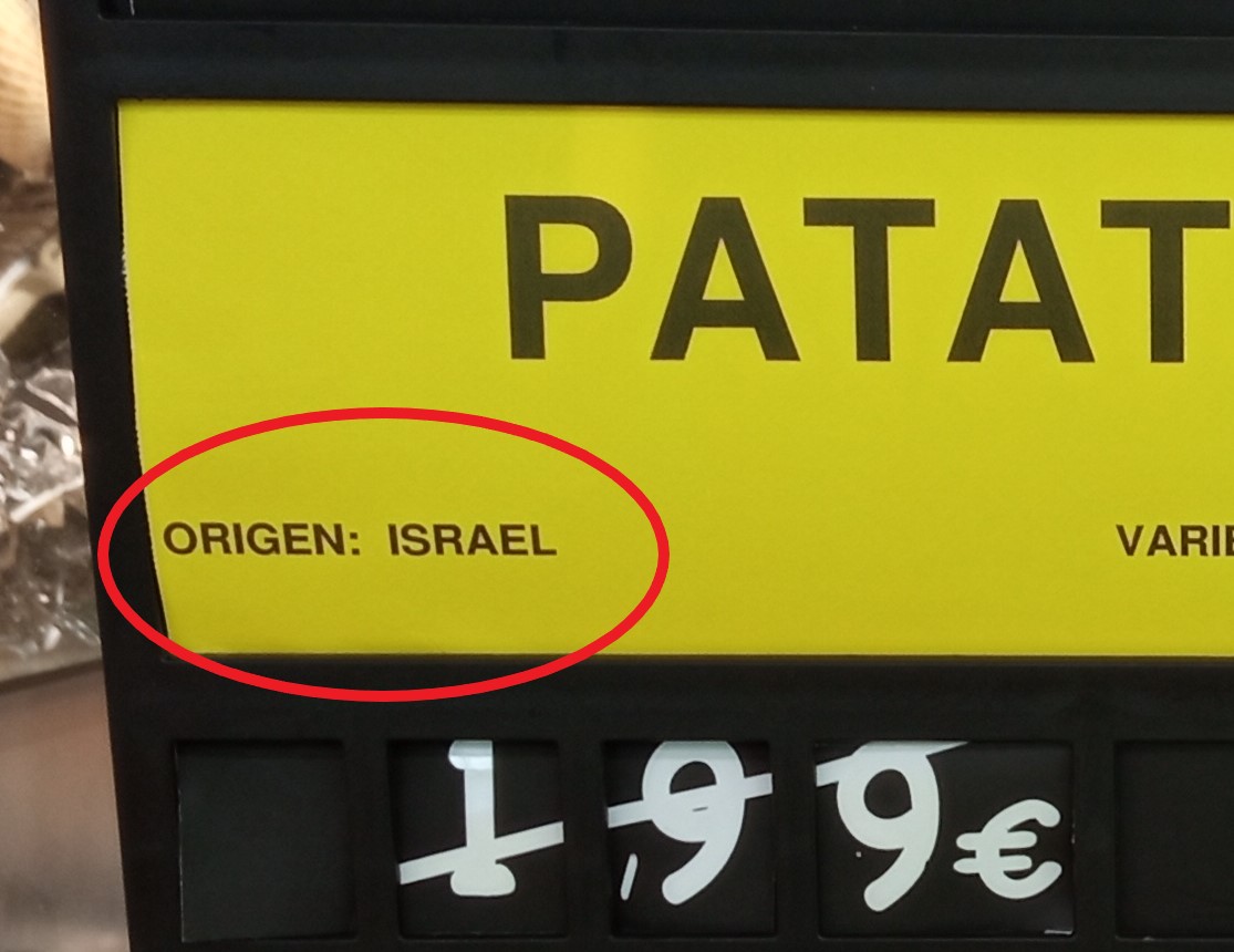 ¡Mucho ojo! 👀👇👇👇 En Mercadona siguen vendiendo patatas origen Israel Esta imagen la tomé ayer. ¡Boicot a Israel!