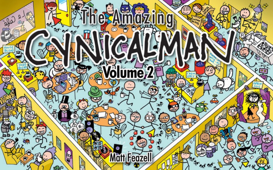 Remember Amazing Cynicalman minicomics? @MattFeazell has only become sharper over the years, and we really like the two collections of the Cynicalman newspaper strip. theslingsandarrows.com/the-amazing-cy…