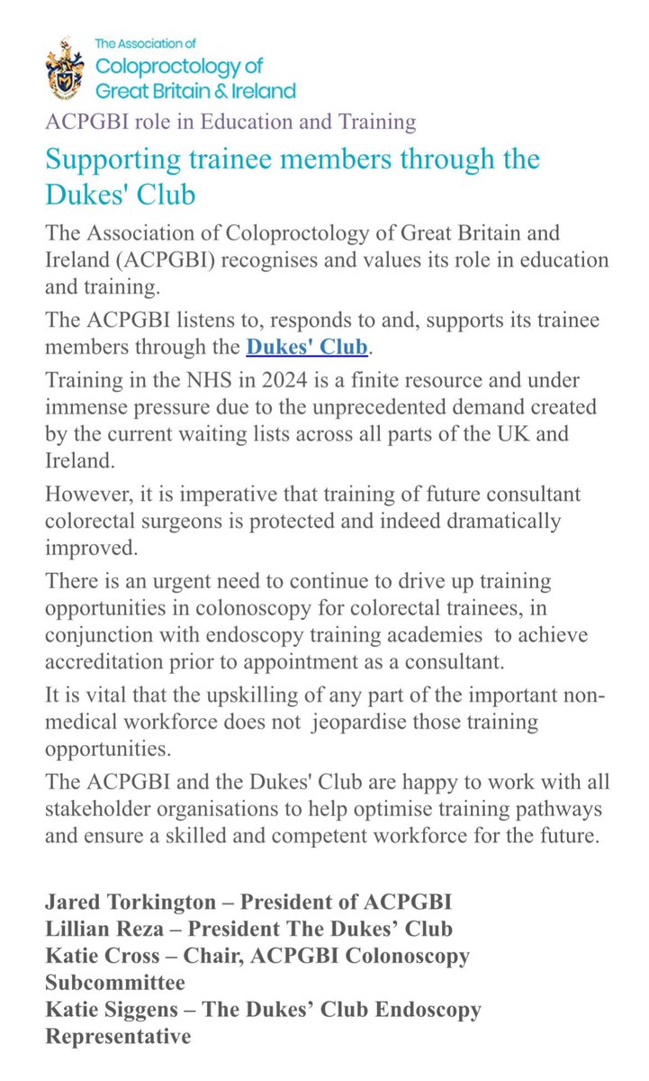 We are working hard to understand the state of Colonoscopy training for Colorectal trainees.

Key findings from Colonoscopy training survey:

‼️only 30% of trainees have a dedicated training list

🆘 29% may have to extend CCT to achieve Colonoscopy numbers

Barriers to