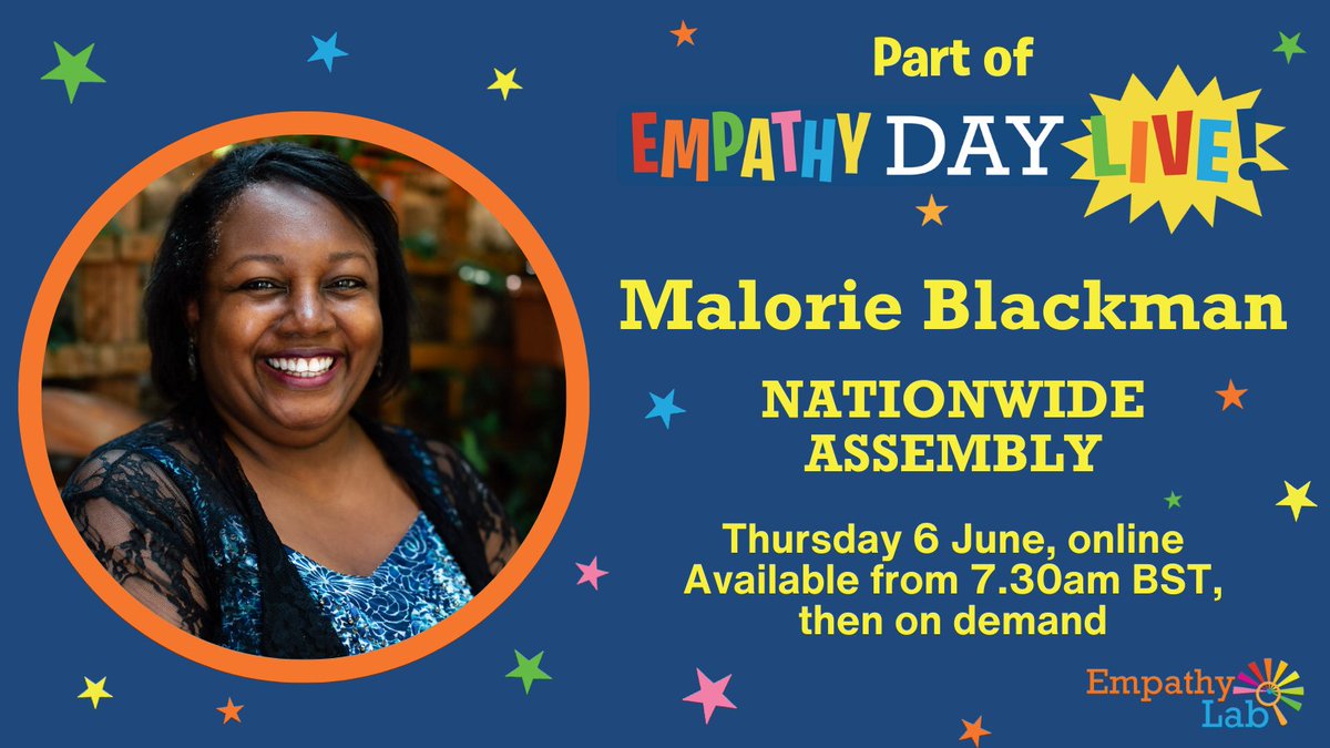 Start #EmpathyDay right with fabulous former children's laureate @malorieblackman 💫 In our National Assembly, she'll discuss empathy in her books and kick off the Mission Empathy challenge. Tune in to hear her Empathy Resolution! empathylab.uk/empathy-day