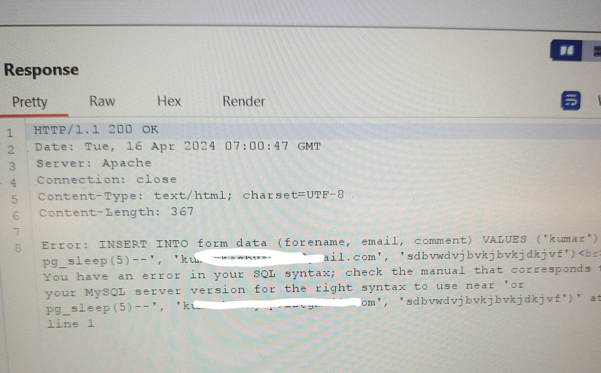 ReebootToInit5's tweet photo. Sometimes SQLmap and ghauri both act as dumb tools 
I clearly have an SQLi and both tools failed to exploit it 👍 https://t.co/51yQl9NOLm