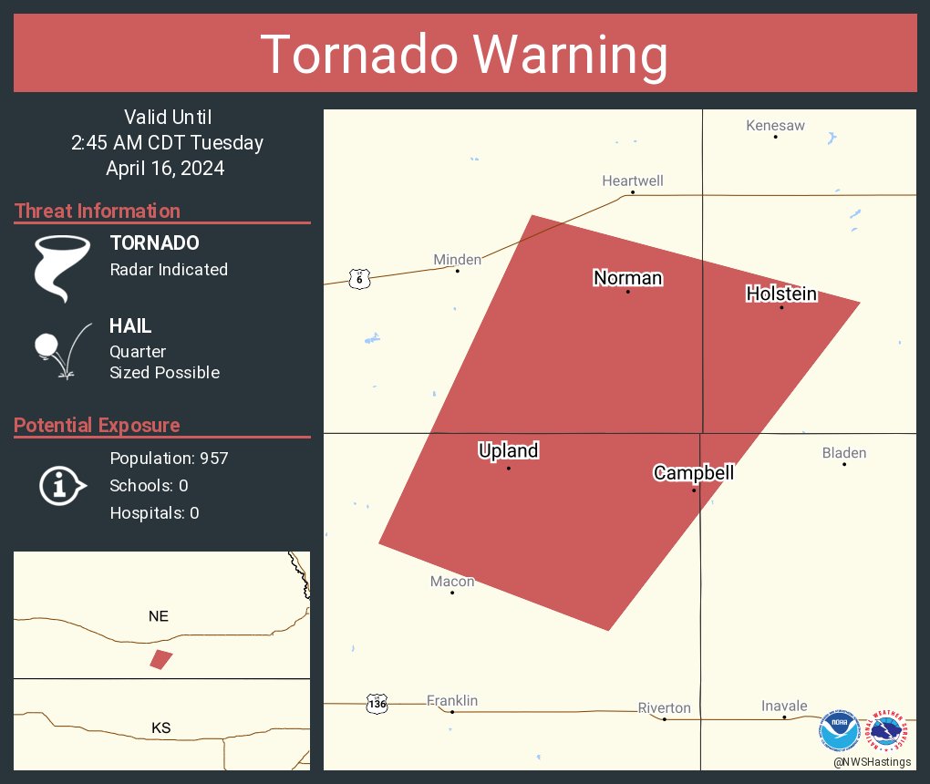 Tornado Warning including Campbell NE, Holstein NE and Upland NE until 2:45 AM CDT