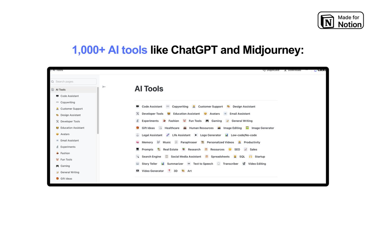ChatGPT is not the only AI tool. There are 1,000s of AI tools released in the past months. We've created tools directory that has the best AI tools. There are 1,000+ AI tools for every task. To get it for free: • Like & RT • Reply 'Tools' • Follow me (So, I can DM you)