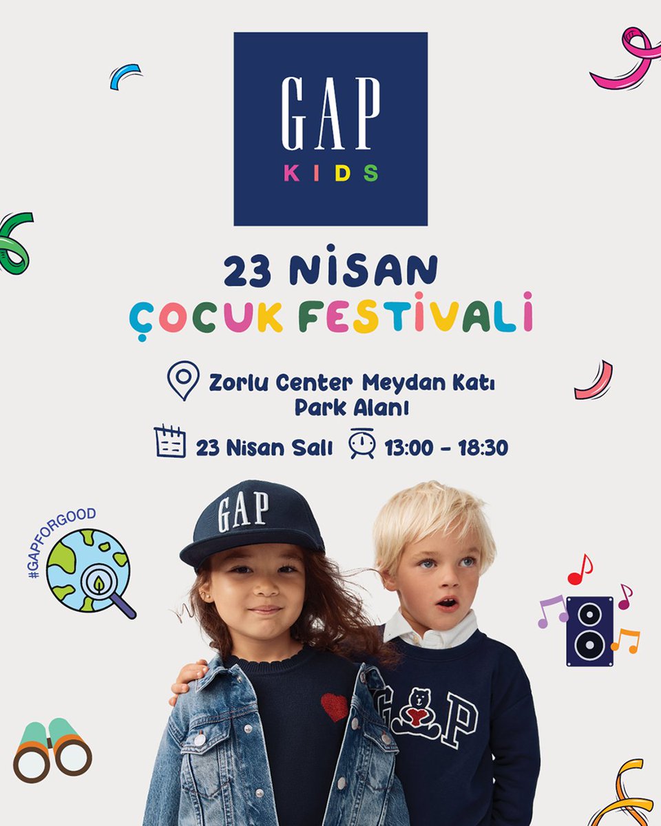23 Nisan Çocuk Festivali’ne davetlisiniz. 🎉
GAP ile 23 Nisan Ulusal Egemenlik ve Çocuk Bayramı’nı rengarenk bir etkinlik alanında kutluyoruz. 🌎
#Gap23NisanÇocukFestivali #GapForGood #gap @gapturkiye