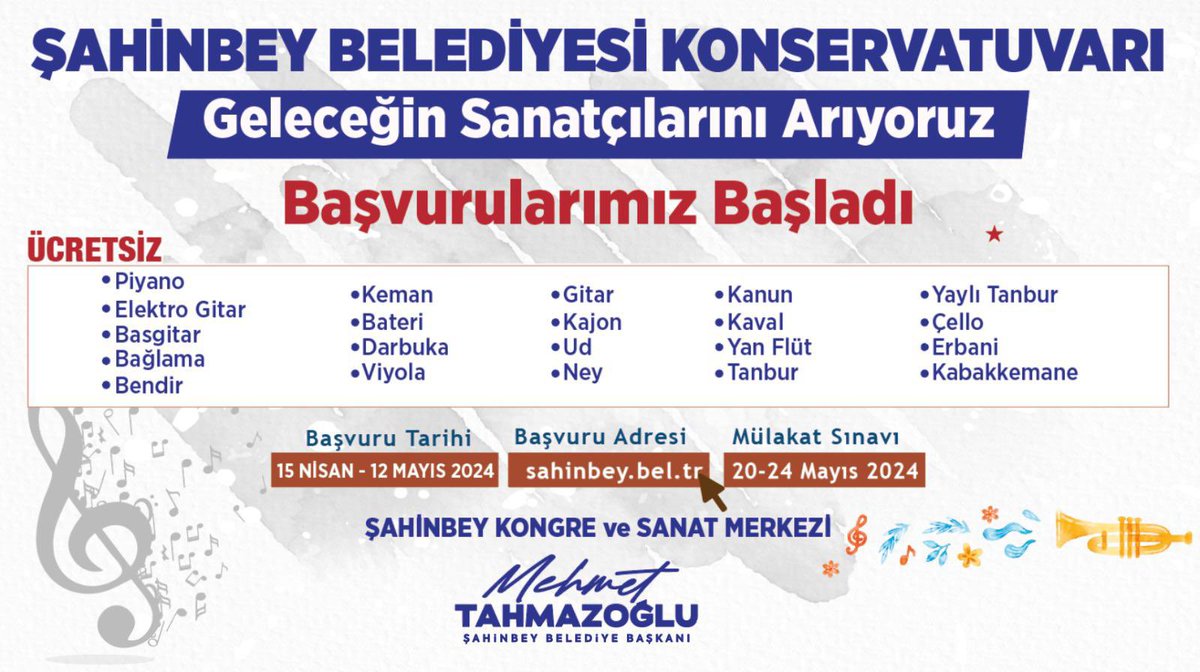 sahinbeybel's tweet photo. Geleceğin sanatçılarını arıyoruz!📢

Belediyemizin konservatuvarında yeni dönem eğitimlerimiz başlıyor.

En iyi enstrümanlar ve güçlü eğitmen kadromuzdan sen de faydalanmak ister misin?😉

👇🏻Başvuru ve bilgi için👇🏻

https://t.co/KPReQNHXfZ

#Şahinbey #Gaziantep https://t.co/l6SPNAJ9CO