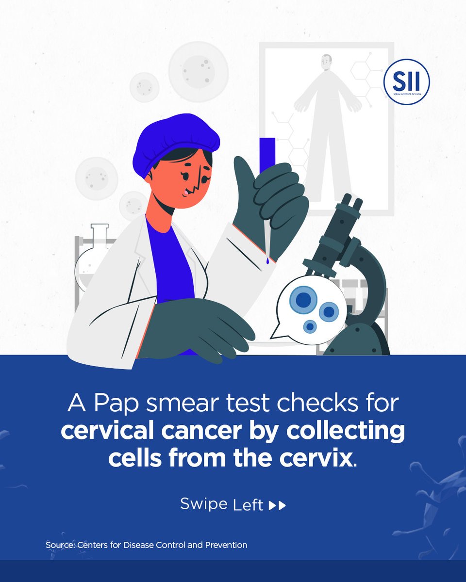 SerumInstIndia's tweet photo. (1/2)
According to the @NLM_NIH, the Pap smear test is named after an American physician, Dr. George Papanicolaou, who developed it. The test detects cervical cancer, potential precancerous cells, and HPV (Human Papillomavirus).
#SerumInstituteOfIndia #PapSmearTest https://t.co/7McbPH3QYA