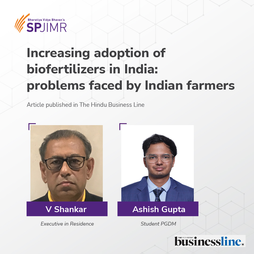 Prof. V Shankar and Ashish Gupta (PGDM participant) shed light on the pressing issue of bio-fertilisers and the challenges faced by Indian farmers. Read more: tinyurl.com/36a327v9 #IamSPJIMR #Advancingwiseinnovation #SustainableFarming #EnvironmentalConservation