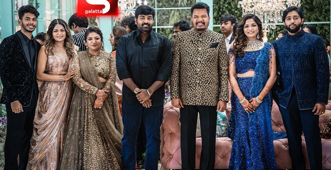 Our #MakkalSelvan @VijaySethuOffl at Aishwarya Shankar's reception ceremony ♥️ #VijaySethupathi