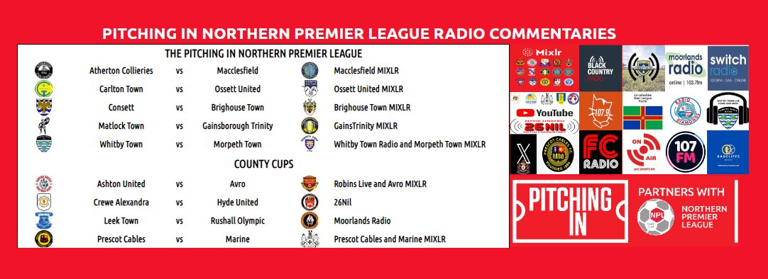 RADIO COMMS. @Pitchingin_ @ACFC1916 v @thesilkmen macclesfieldfc.mixlr.com @CTFC1904 v @OssettUnited ossettunitedradio.mixlr.com @ConsettAFC v @brighousetownfc brighousetownfc.mixlr.com