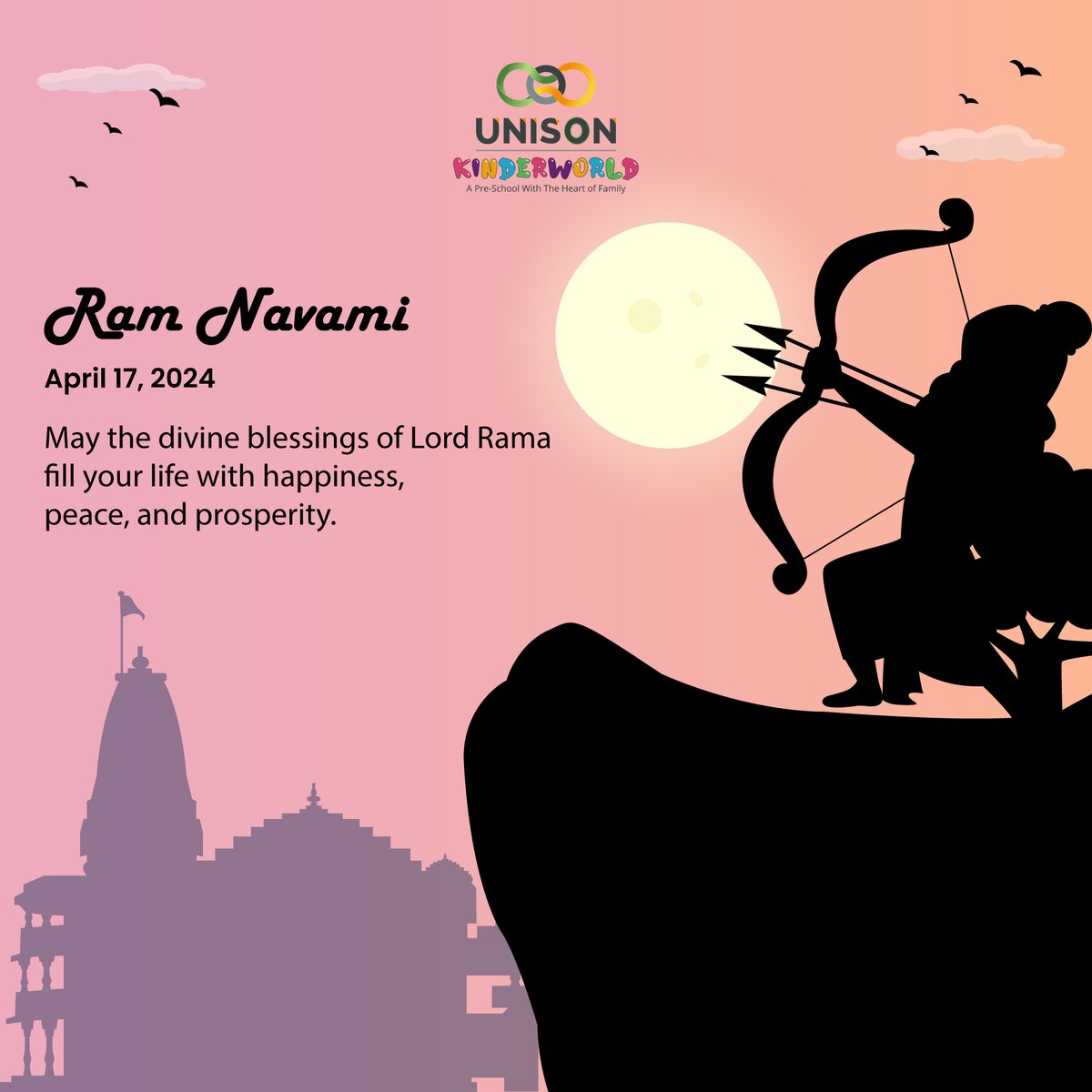 Celebrating the auspicious occasion of Ram Navami, the birth anniversary of Lord Rama! May his divine blessings fill our lives with joy, peace and prosperity🕉️🙏

#RamNavami #DivineBlessings #UnisonKinderWorld #CBSESchool #HolisticDevelopment #LearningIsFun #BeyondAcademics