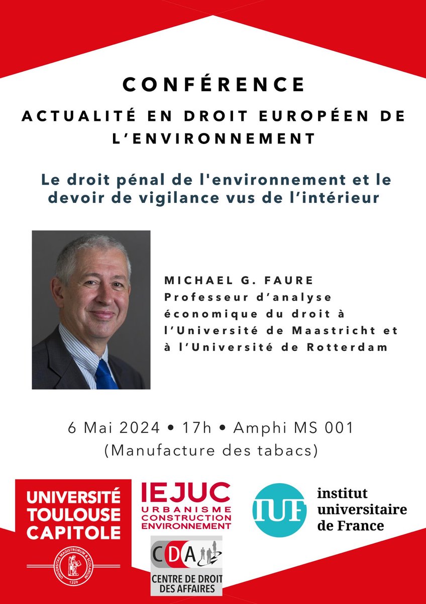 Conférence du Pr. Michael #Faure 👇 sur devoir de vigilance et droit pénal de l’environnement au niveau de l’UE 👇@UTCapitole @Fac_droit_tlse