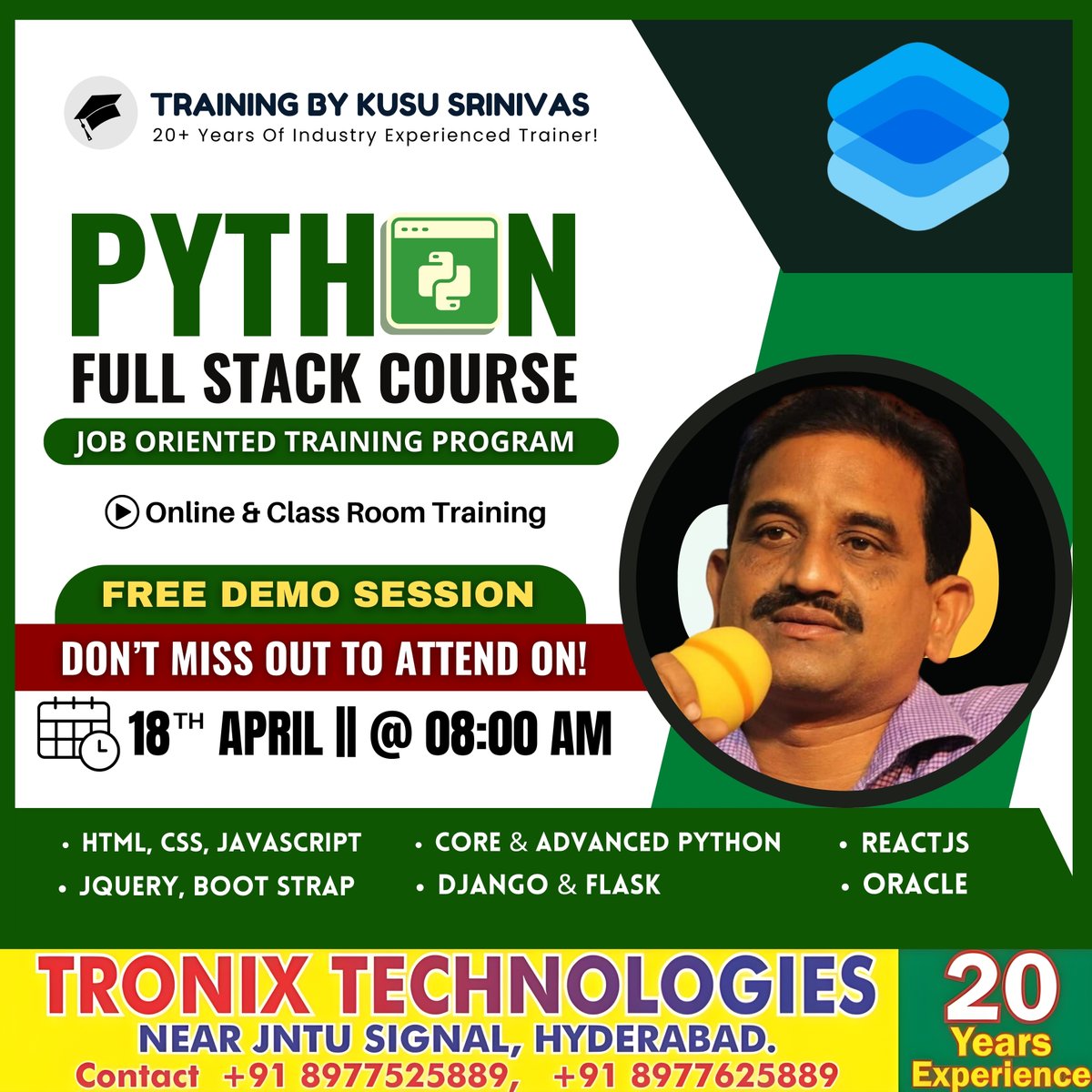 Don't Miss Out this Opportunity!
#python #pythonprogramming #pythonfullstack #pythontraining #pythontraininginstitute #pythoncourse #pythonlearning #django #pythonfullstackcourse #tronixtechnologies #javascript #java #javafullstackcourse #javatraining #Javatraininginstitute
