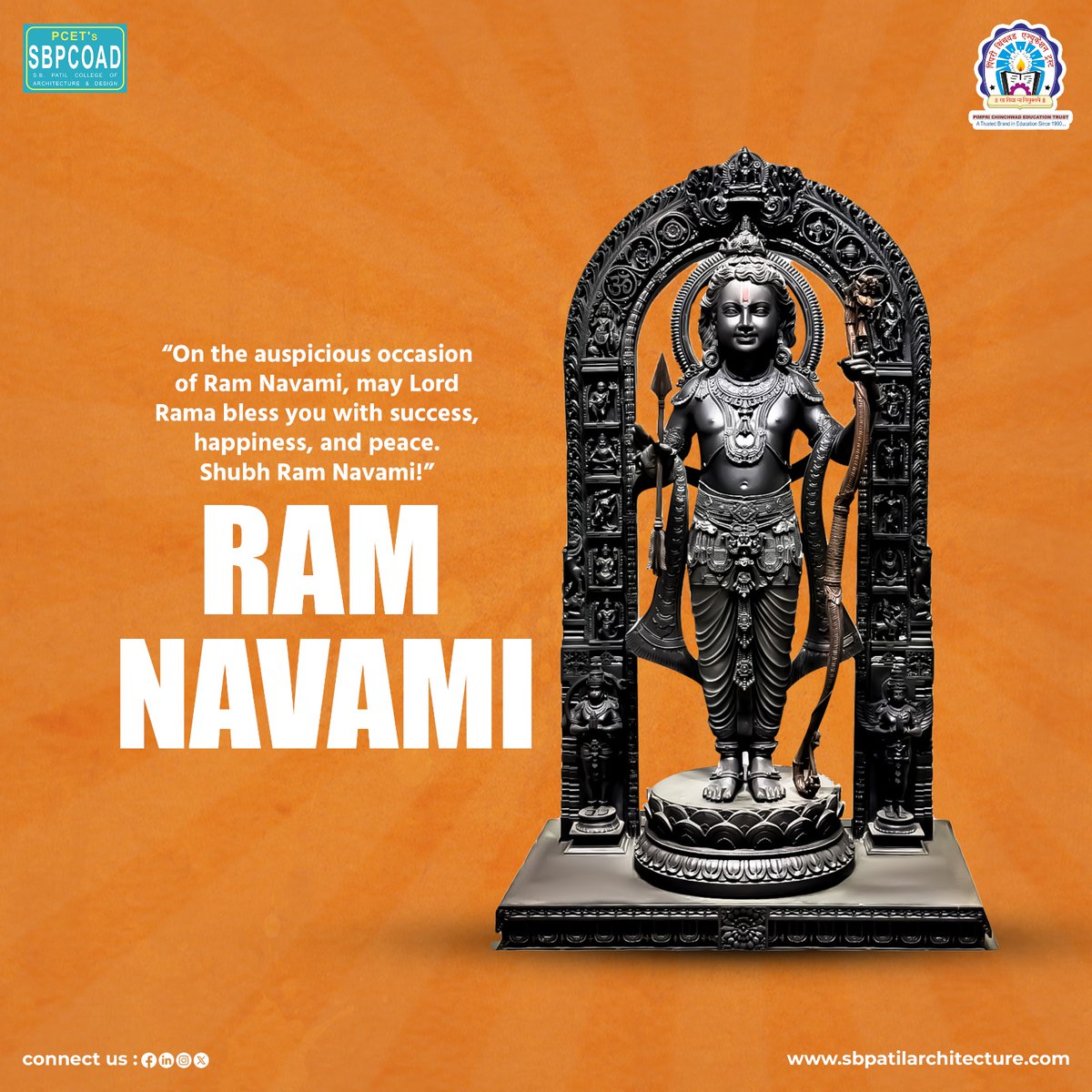 🌺Happy #RamNavami to all! May the blessings of Lord Rama fill your life with love, peace, and prosperity. Let's celebrate the birth of Maryada Purushottam with devotion and righteousness. Jai Shree Ram🚩! #PCET #SBPCOAD #रामनवमी #राम #HappyRamNavami #जयश्रीराम #HappyRamNavami