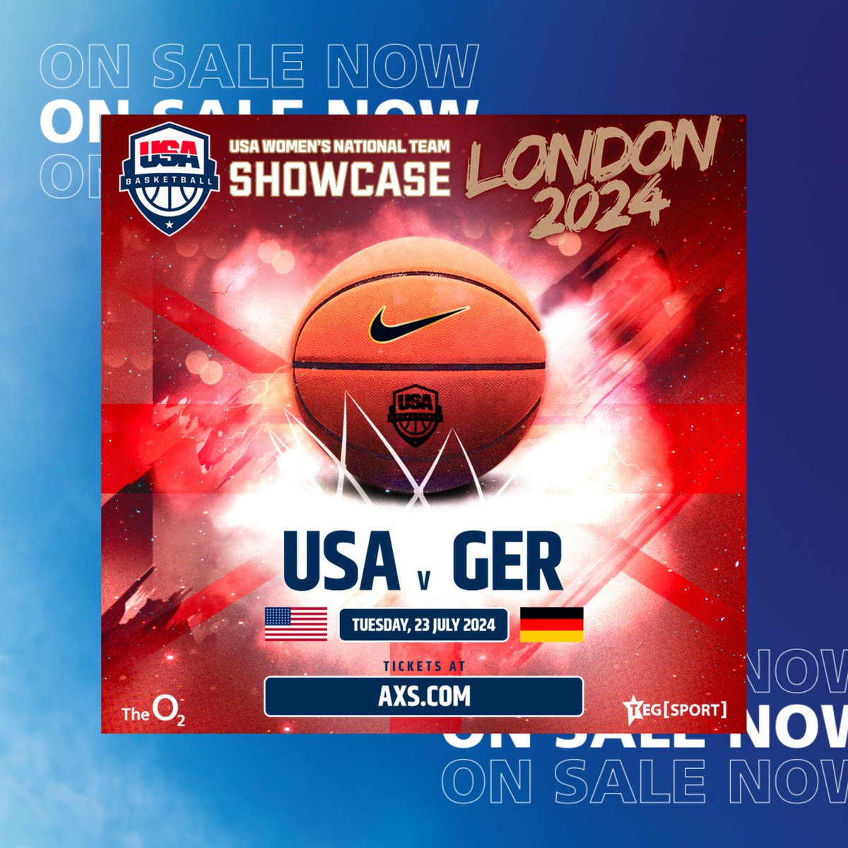 Don't miss The 2024 Women’s @usabasketball Showcase at The O2 on Tuesday 23 July 2024. Tickets on sale at 9am🏀 Join the waiting room now🎟️🎟️ ⬇️ ow.ly/3rq850QhOiv