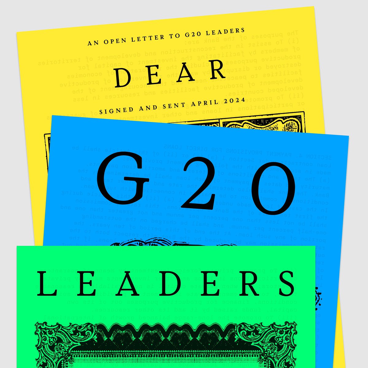 The global financial system needs an upgrade.

Read the #DearG20 open letter, signed by over 100 former leaders, activists, academics and artists calling on #G20 Leaders to: Triple the Investment. End crippling debt. Make polluters pay.

Read the letter: globalgoals.org/dearG20