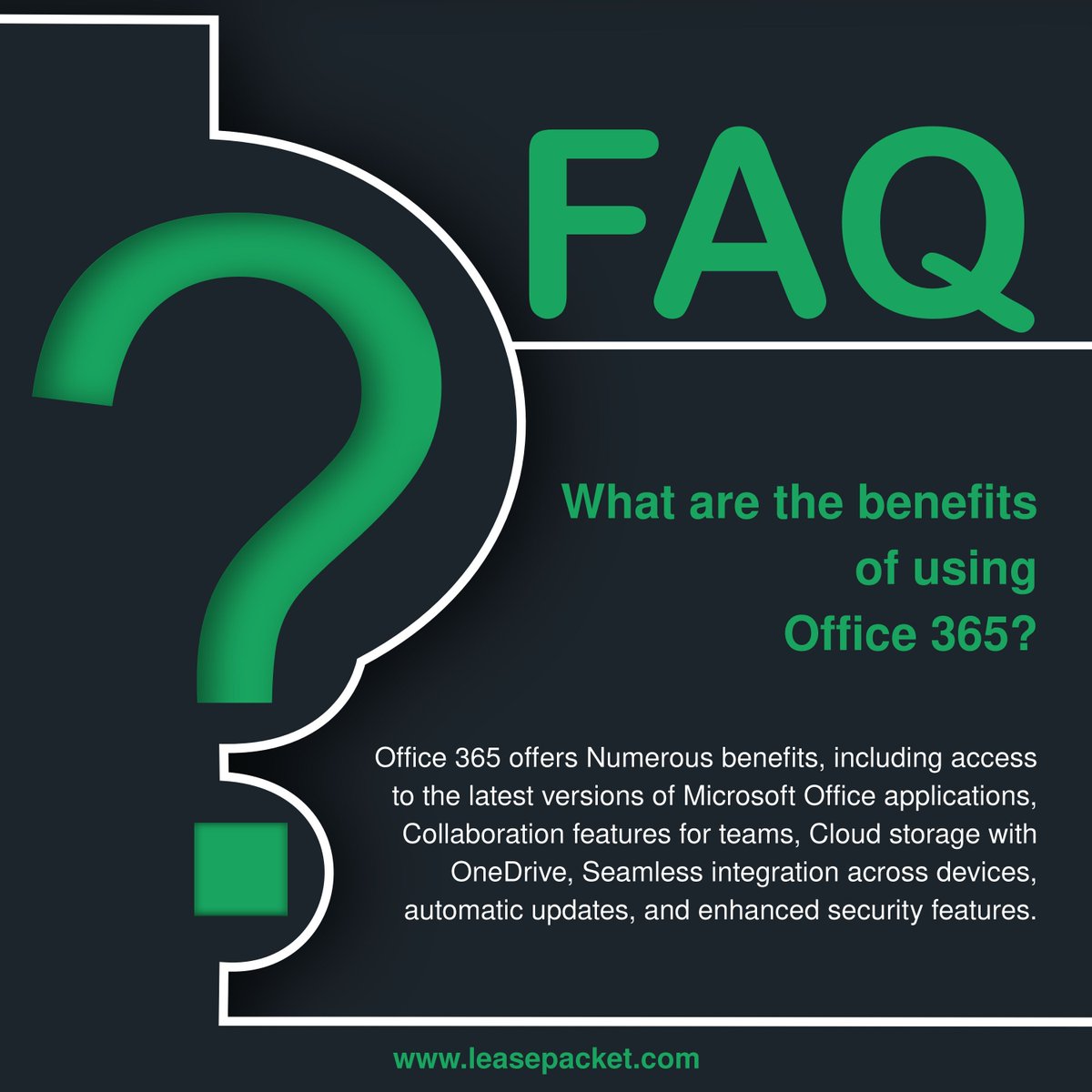 Why choose 365 with Lease Packet? Enjoy unparalleled uptime, enhanced security, and seamless collaboration tools that keep your business operating smoothly all year round.
#office365 #microsoft365 #emailserver #serverprovider #serversolutions #leasepacket #faqs #serversupport