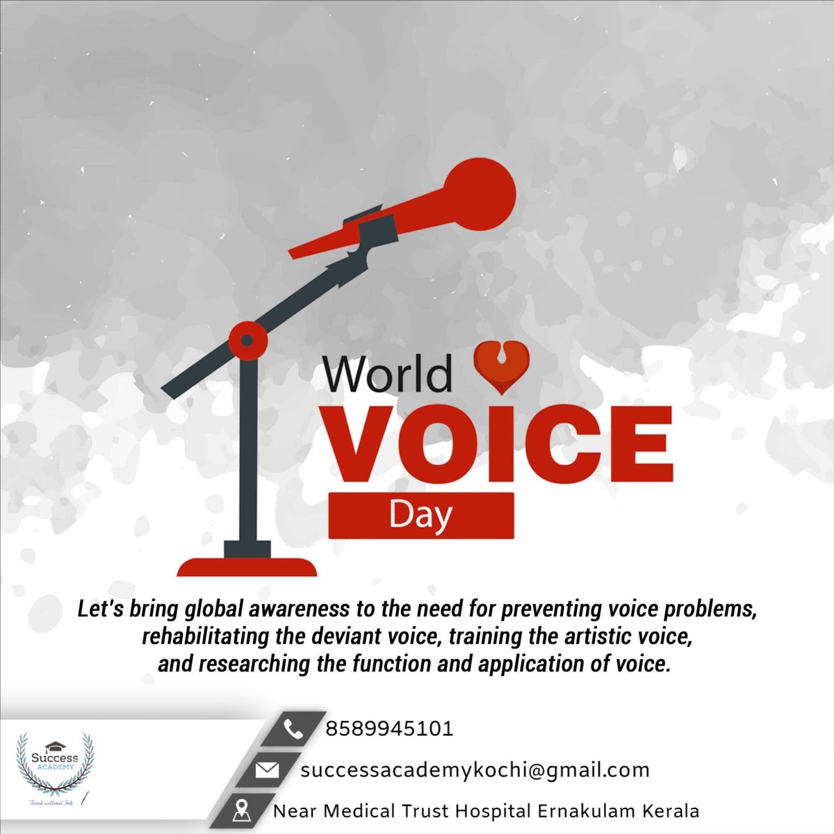 #WorldVoiceDay #VoiceMatters #HealthyVoice #VoiceCare #VocalHealth #UseYourVoice #VoiceAwareness #SpeakUp #VoiceIsPower #ProtectYourVoice #VoiceForChange #ExpressYourself #VocalWellness #CelebrateVoice #FindYourVoice #SSCCoaching #BankCoaching #SuccessAcademyKochi