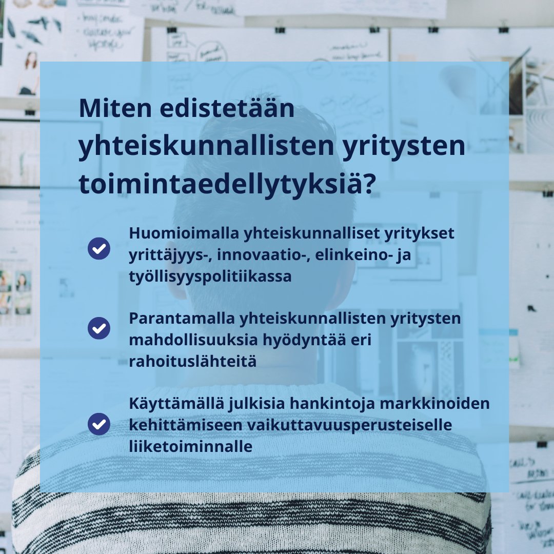 Suomessa on noin 3 000 yhteiskunnallista yritystä, joiden vaikutus talouteen ja työllisyyteen on merkittävä. Miten yhteiskunnallisen yritystoiminnan kasvua voidaan edistää? 👇

yyo.fi/wp-content/upl…

#yhteiskunnallinenyritys #työllisyys #kasvu #kehysriihi
