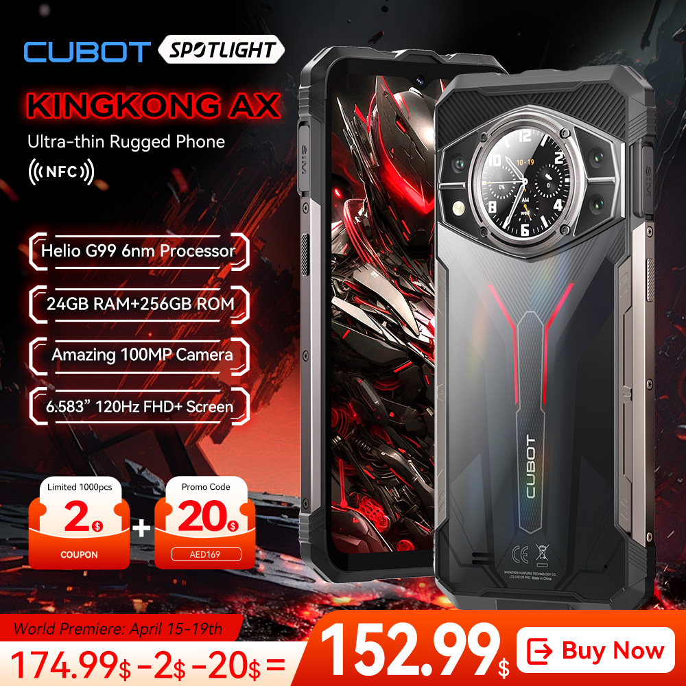 Thinnest rugged smartphone Cubot KingKong AX with discount on aliexpress, only $152.99，Please don't miss out on the super low price ⏰world premiere from April 15 to April 19 🔗Buy now: s.click.aliexpress.com/e/_olljjdC 🎁Join the giveaway: bit.ly/4acRgi7