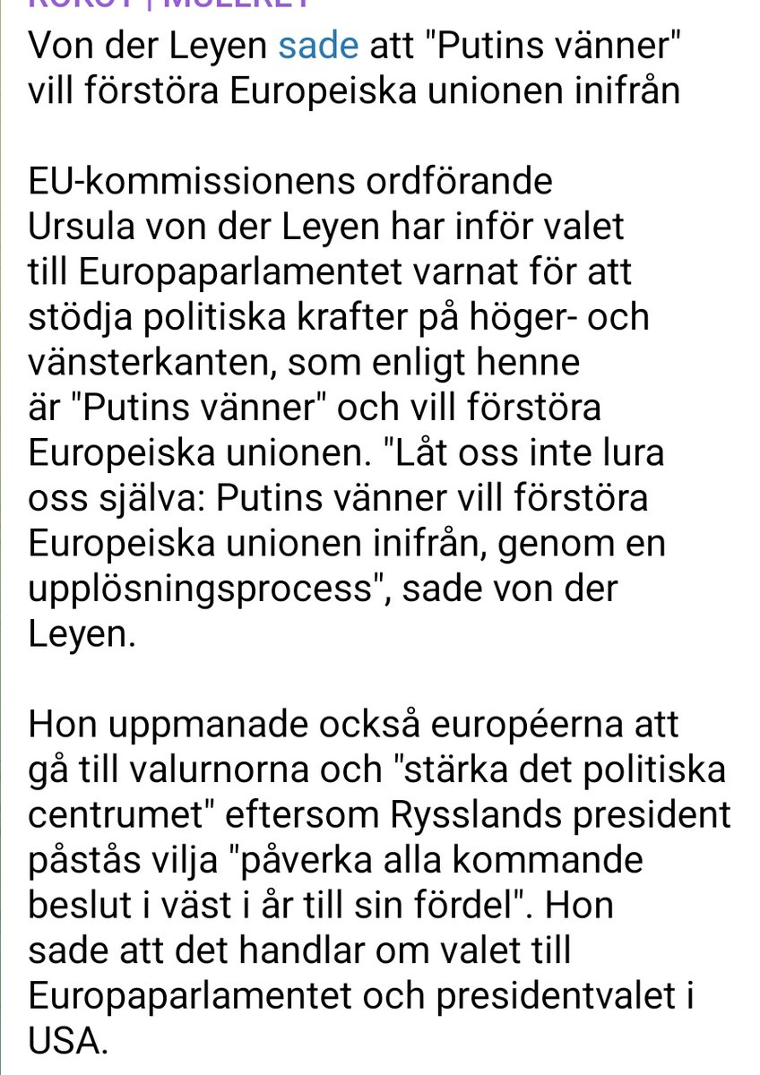 Tror inte ens att Ukraina Zelenskyj vänner är speciellt förtjusta i EU 
Nu säger hon det rakt ut
Putin hotar slå sönder  EUs maktelit 😀😀😀