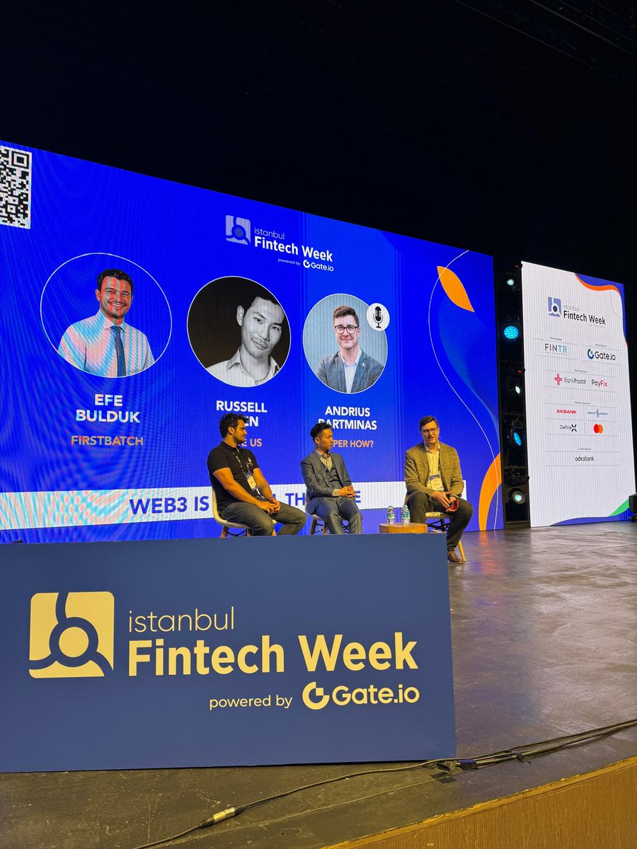“Web3 is in full throttle”
Efe Bulduk and Russell Shen are on the stage moderated by Andrius Bartminas. 

@TheBullduck @anbartm
@FirstBatchxyz_ @GateUS_Official

#IstanbulFintechWeek powered by @Gate_io

#IFW24 #Istanbul